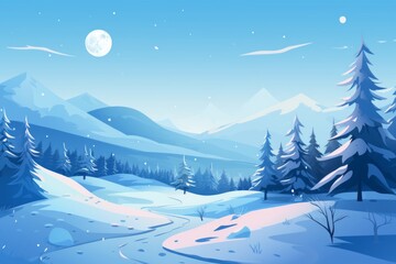 Winter landscape. Beautiful illustration picture. Generative AI