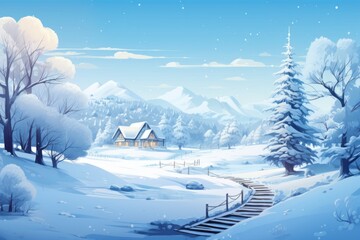 Fototapeta na wymiar Winter landscape. Beautiful illustration picture. Generative AI
