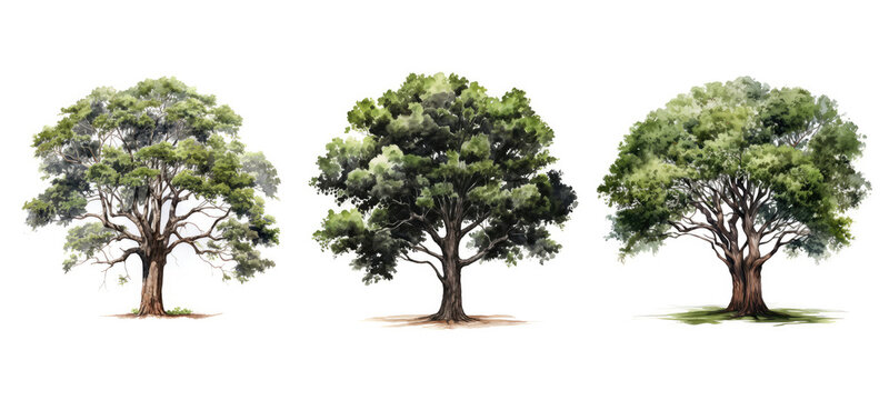 wood ebony tree watercolor ai generated