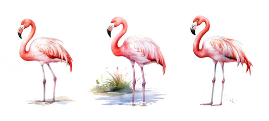 background flamingo watercolor ai generated