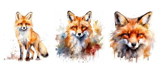 nature fox watercolor ai generated