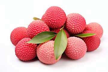 lychee fruits on white background