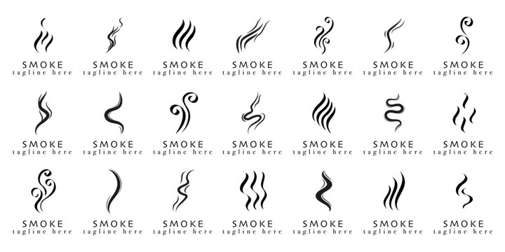 Smoke, steam, cloud logo collection. Set of smoke logo in a flat design
