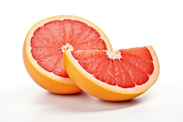 Sliced grapefruit on white background, generative AI