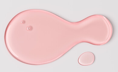 Beauty product test ingredients. Pink transparent liquid cosmetic smudges, 3d rendering