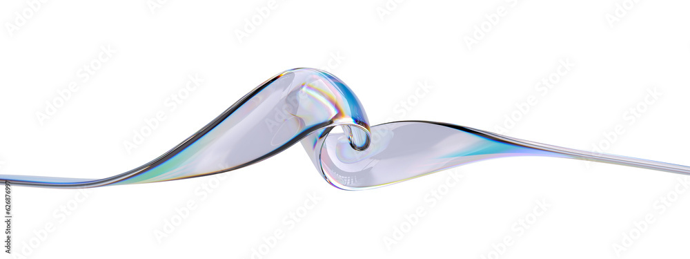Sticker abstract colorful gradient wave 3d rendering, chromatic dispersion and thin film spectral effect