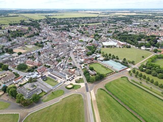 Newmarket town Suffolk England Aerial © Air Video UK 