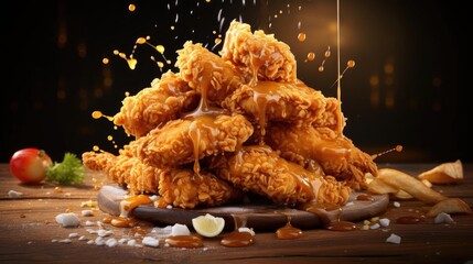 perfect view close up crispy chicken tenders with blur and background cinematic - Powered by Adobe