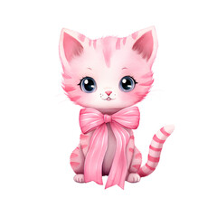 Cute Pink Cat Watercolor