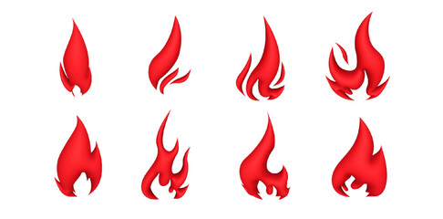 3d fire icons on transparent background. Minimal design 3D rendering illustration.