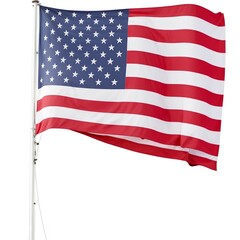American flag waving in the wind isolated on a white background Generative AI