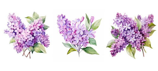 spring lilac flowers watercolor ai generated