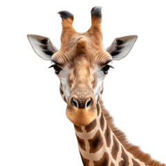 Portrait of giraffe head isolated on white background