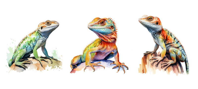 animal lizard watercolor ai generated