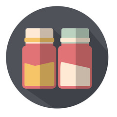 Bevande in bottiglia di vetro  Soda bevanda vino drink piatto icona con lunga ombra piatto icona con lunga ombra fondo trasparente