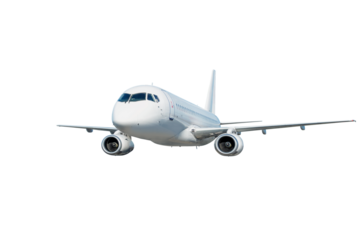 White passenger aircraft flying isolated