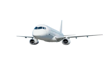 Fotobehang White passenger aircraft flying isolated © Dushlik