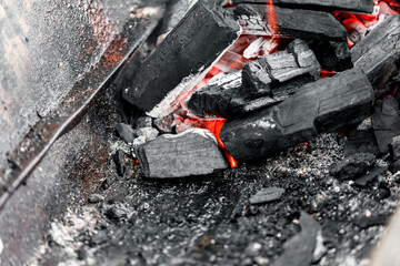 Hot coals for barbecue, party.