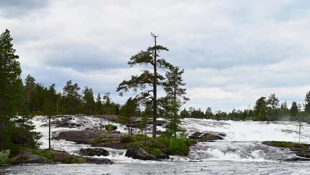 Rapids in Trollforsen in Pite river in Sweden