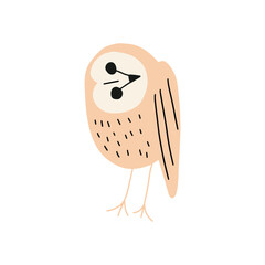 Cute hand drawn outlined owl. Forest bird. Perfect for t-shirt, apparel, cards, poster, nursery decoration. Vector Illustration