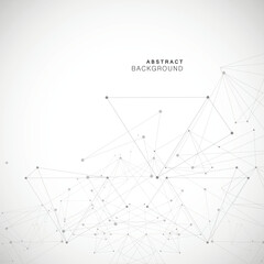 Network science polygonal triangle. Digital node tech connection. Polygon space element. Geometric wallpaper line background