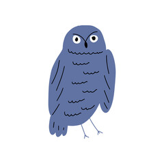 Cute hand drawn outlined owl. Forest bird. Perfect for t-shirt, apparel, cards, poster, nursery decoration. Vector Illustration