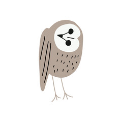 Cute hand drawn outlined owl. Forest bird. Perfect for t-shirt, apparel, cards, poster, nursery decoration. Vector Illustration