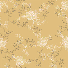 Obraz premium seamless pattern of flowers, branches and leaves