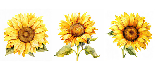 yellow sunny sunflower watercolor ai generated