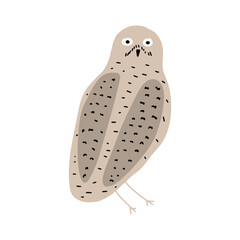 Cute hand drawn outlined owl. Forest bird. Perfect for t-shirt, apparel, cards, poster, nursery decoration. Vector Illustration