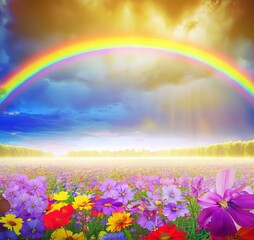 Obraz na płótnie Canvas rainbow in the field