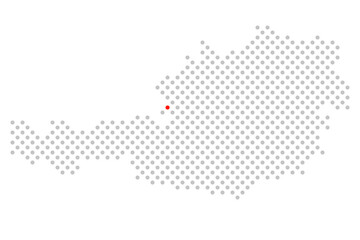 Salzburg in Österreich: Österreichkarte aus grauen Punkten mit roter Markierung