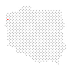 Stettin in Polen: Polenkarte aus grauen Punkten mit roter Markierung