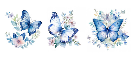 print cute butterfly floral watercolor ai generated