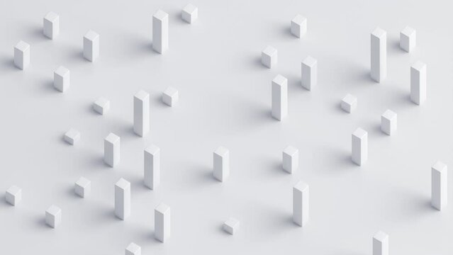 Abstract 3d animation, white geometric background design, 4k seamless looped video