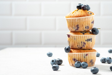 Healthy blueberry muffins with fresh berries