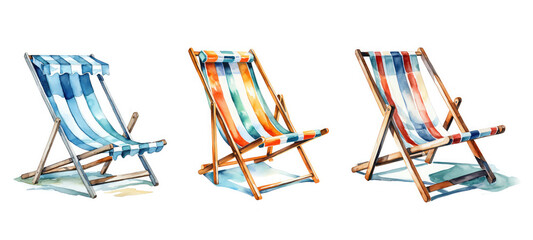 travel summer beach chair watercolor ai generated