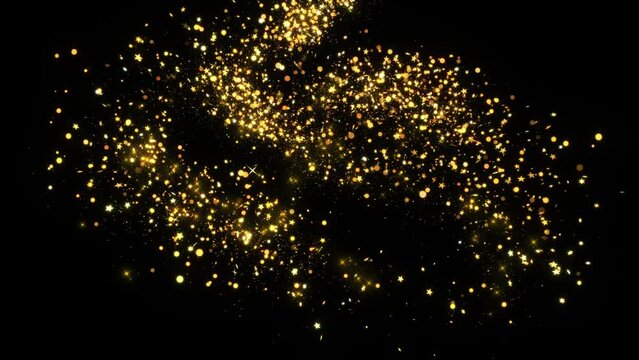 Abstract Christmas Gold Particles dust trail Moving Background. fast energy flying wave line flash lights. Particle dust flickering. Luxury magic festive Birthday, new year, event,, Diwali.