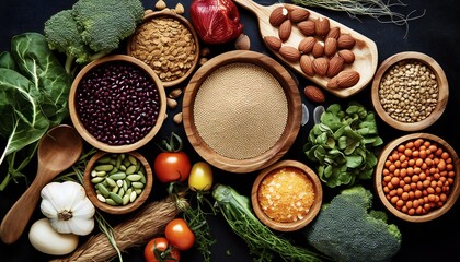 Healthy Superfoods Of Vegetables And Grains And Beans
