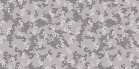 Trendy camouflage military pattern with dollar sign. Vector camouflage pattern for clothing design.