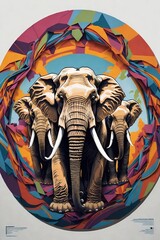 Circular blade with three elephants