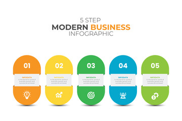 Modern colorful business infographic steps vector illustration