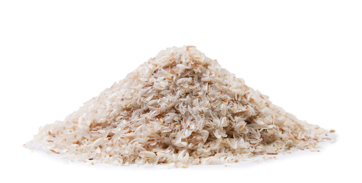 Heap of psyllium close-up on a white. Isolated