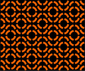 Seamless Geometric Round abstract circle pattern orange & black