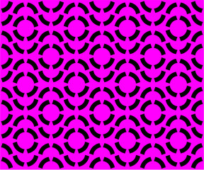 Seamless Geometric Round abstract circle pattern magenta, purple & black