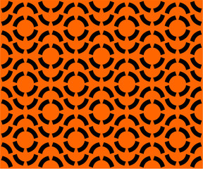 Seamless Geometric Round abstract circle pattern, orange & black