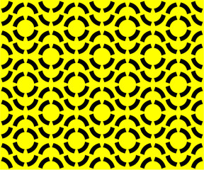 Seamless Geometric Round abstract circle pattern yellow & black