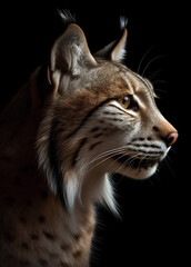 Fototapeta premium Lynx profile portrait - Generative AI
