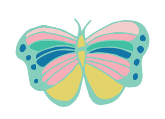 Butterfly doodle vector. Bright insect. Butterfly silhouette in trendy style. Sticker, tattoo, postcard. Vector illustration