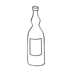Hand drawn liquor bottle illustration. Alcohol drink clipart in doodle style. Single element for design